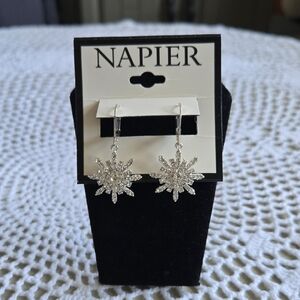 NAPIER SILVER SNOWFLAKES COVERED WITH CLEAR SPARKLING CRYSTALS